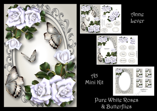 Pure White Roses & Butterflies