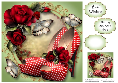 Red Shoes, Roses & Butterflies 8x8