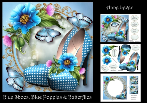 Blue Shoes, Blue Poppies & Butterflies