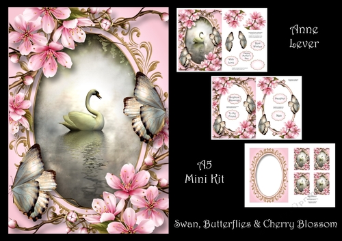 Swan, Butterflies & Cherry Blossom