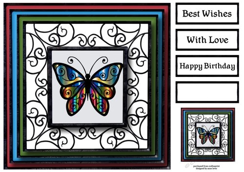 Stained Glass Butterfly 8x8