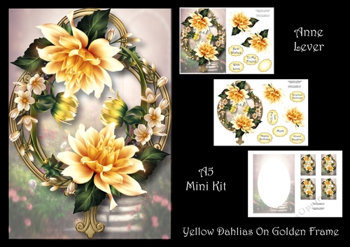Yellow Dahlias On Golden Frame