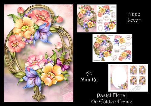 Pastel Floral On Golden Frame