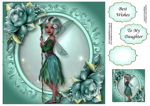 Flower Fairy Of The Teal Rose 8x8