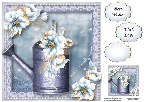 The Pale Blue Flowers Watering Can 8x8