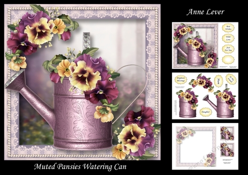 Muted Pansies Watering Can