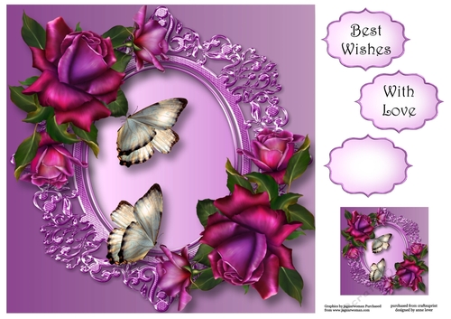 Twilight Roses & Butterflies 8x8