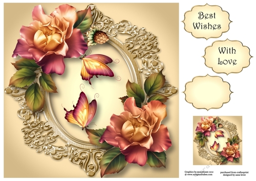 Blush Roses & Butterflies 8x8