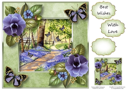 Butterfly Bluebell Woods 8x8