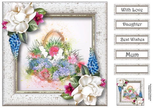 Beautiful Flower Basket In Blue & Pink