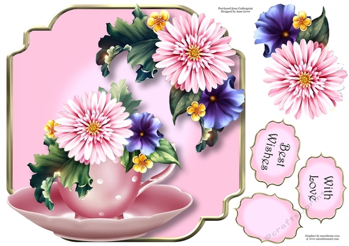 Teacup & Saucer - Beautiful Summer Blooms