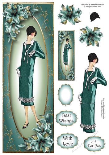 The Flapper - Teal Lilies Lge DL