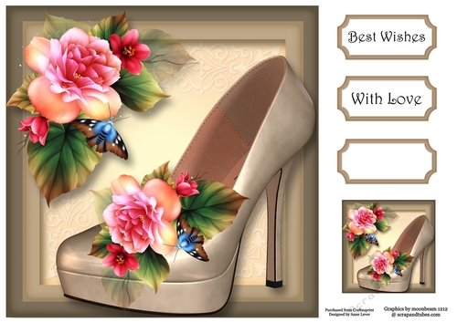 The Summer Shoe With Begonias & Butterflies 8x8
