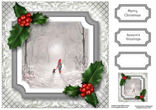 Scenic Christmas - Walking The Puppy 8x8