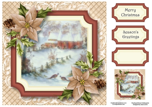 Scenic Christmas - Pheasants In Snow 8x8