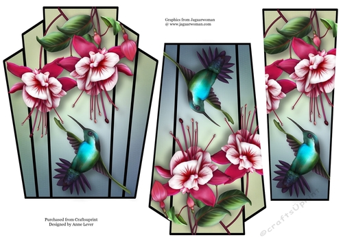 Art Deco Stacker - Fuschias & Humming Bird