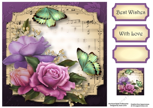 Sheet Music Plaque - Belle Roses 8x8