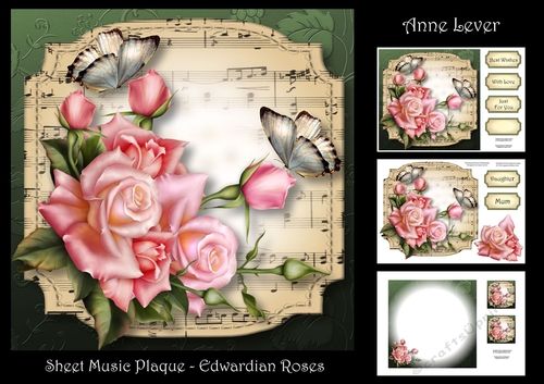 Sheet Music Plaque - Edwardian Roses
