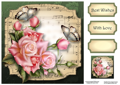 Sheet Music Plaque - Edwardian Roses 8x8