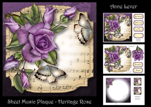 Sheet Music Plaque - Heritage Rose