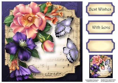 Sheet Music Plaque - Summer Blooms 8x8