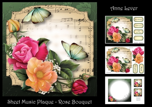 Sheet Music Plaque - Rose Bouquet