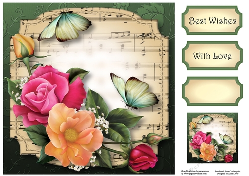Sheet Music Plaque - Rose Bouquet 8x8
