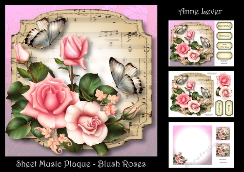 Sheet Music Plaque - Blush Roses