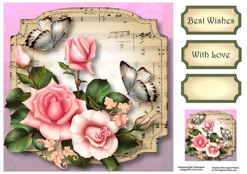 Sheet Music Plaque - Blush Roses 8x8