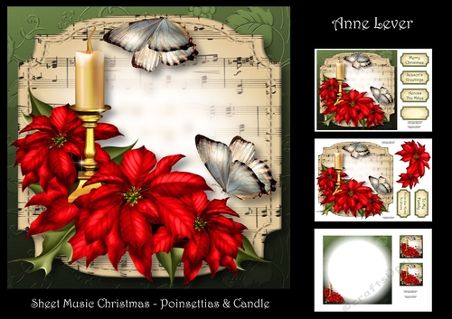 Sheet Music Christmas - Poinsettias & Candle