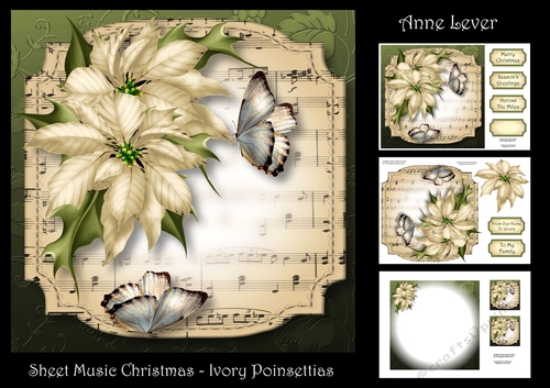 Sheet Music Christmas - Ivory Poinsettias