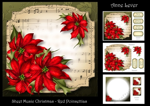 Sheet Music Christmas - Red Poinsettias