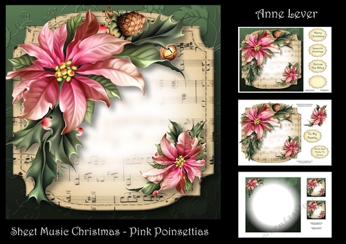 Sheet Music Christmas - Pink Poinsettias