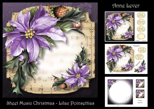 Sheet Music Christmas - Lilac Poinsettias