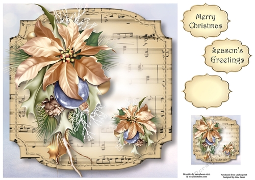 Sheet Music Christmas - Soft Poinsettia 8x8