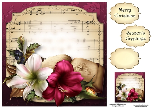 Sheet Music Christmas - Amaryllis & Book 8x8