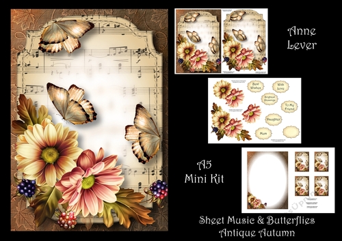 Sheet Music & Butterflies - Antique Autumn