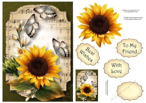 Sheet Music & Butterflies - Sunflower A5