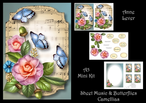 Sheet Music & Butterflies - Camellias
