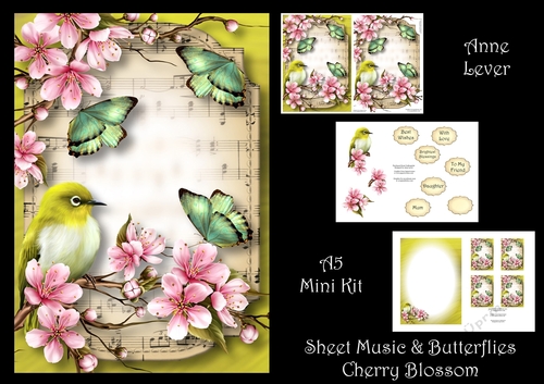 Sheet Music & Butterflies - Cherry Blossom