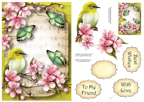 Sheet Music & Butterflies - Cherry Blossom A5