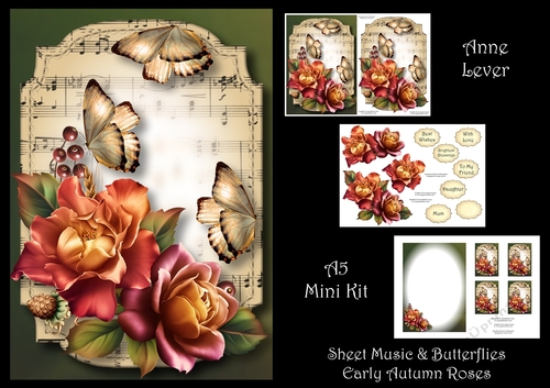 Sheet Music & Butterflies - Early Autumn Roses
