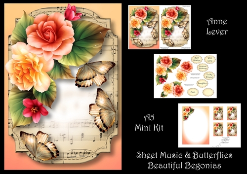 Sheet Music & Butterflies - Beautiful Begonias