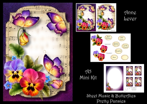 Sheet Music & Butterflies - Pretty Pansies
