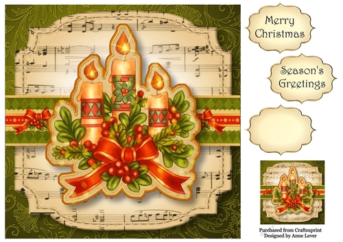 Sheet Music Vintage Christmas - Candles 8x8
