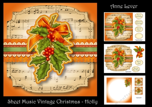 Sheet Music Vintage Christmas - Holly