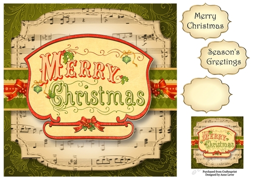 Sheet Music Vintage Christmas - Greetings 8x8