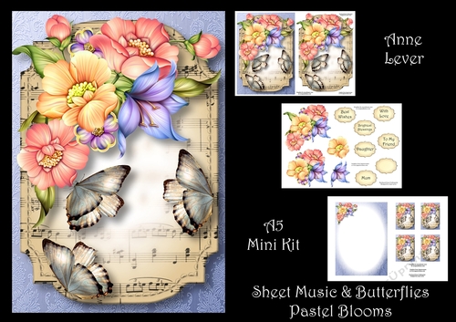 Sheet Music & Butterflies - Pastel Blooms