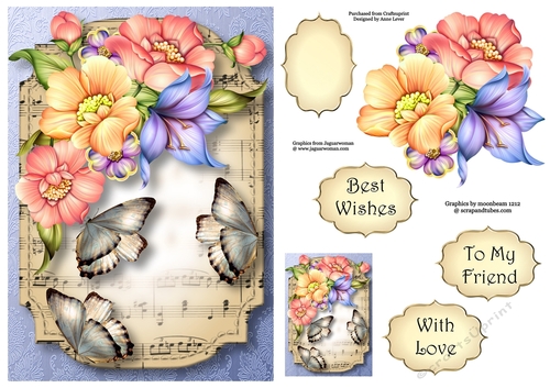 Sheet Music & Butterflies - Pastel Blooms A5