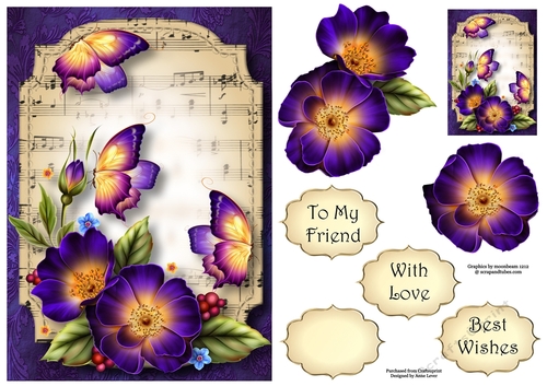 Sheet Music & Butterflies - Fleur De Boudoir A5